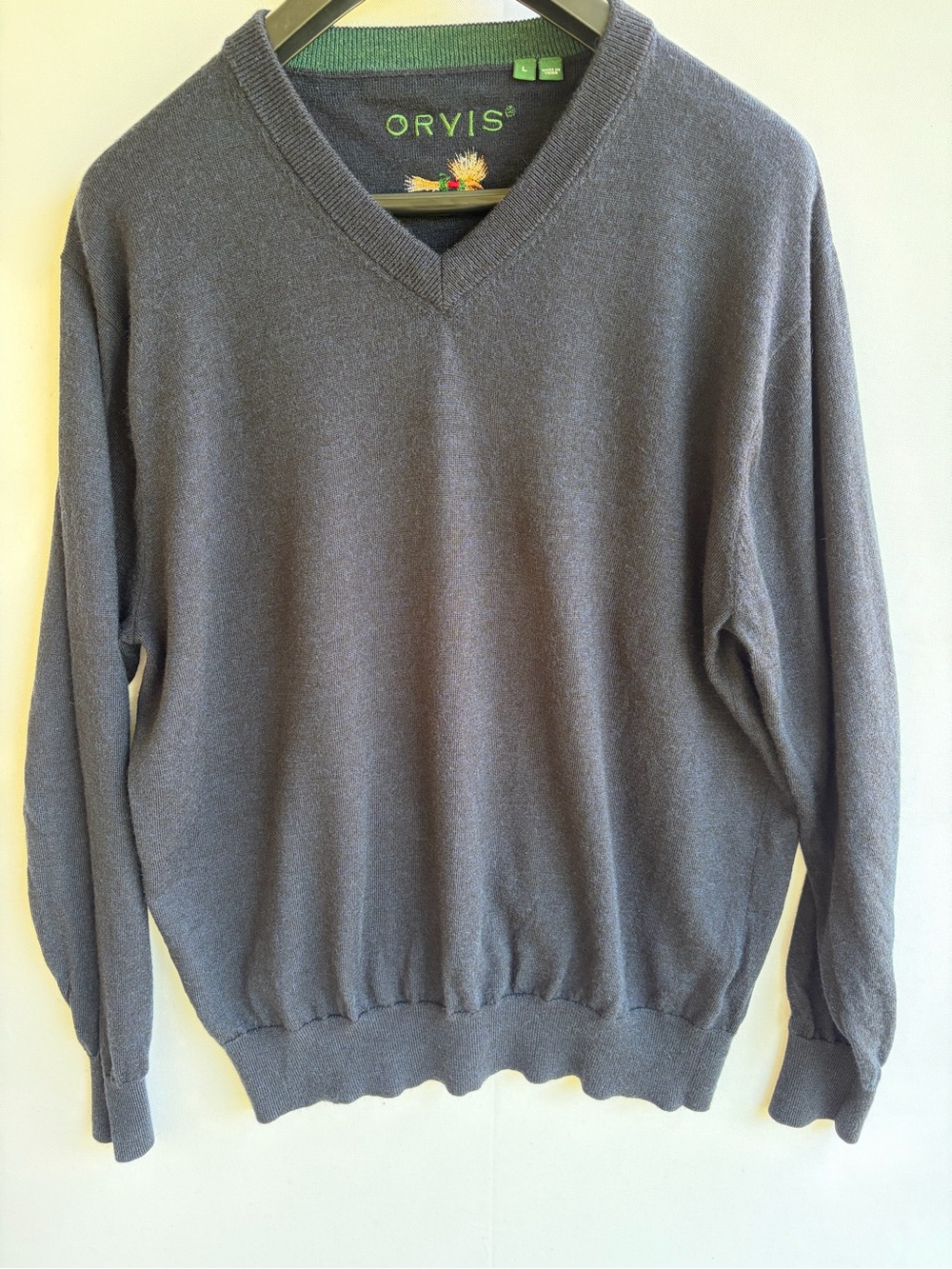 Orvis Men’s 100% Merino Wool V-Neck Sweater Size L
